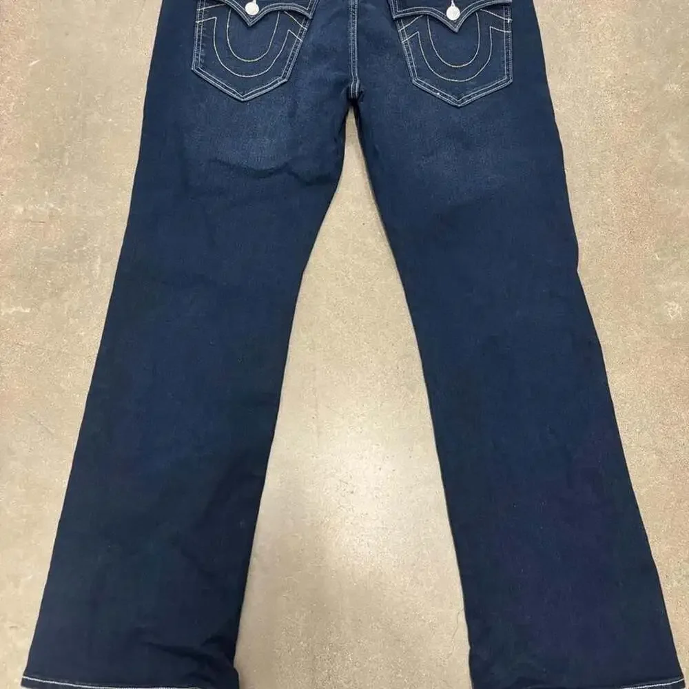 True Religion Billy Relaxed Bootcut Jeans 36x31 Dark Blue Denim